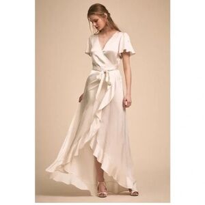 Ghost London × BHLDN Phoebe Ruffle Wrap Dress XS
